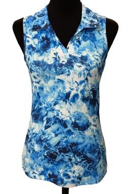 New ~ SCALES ~  Women's Flower Tides Sleeveless Polo Size XS GOLF SPORTS